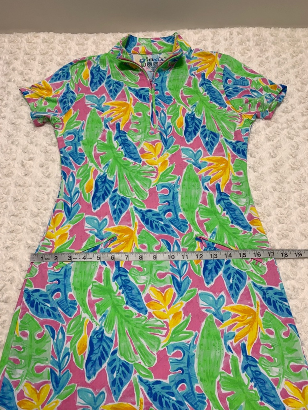 IBKUL Allison Mock Short Sleeve Botanical Print Dress Sz XS - Picture 11 of 12